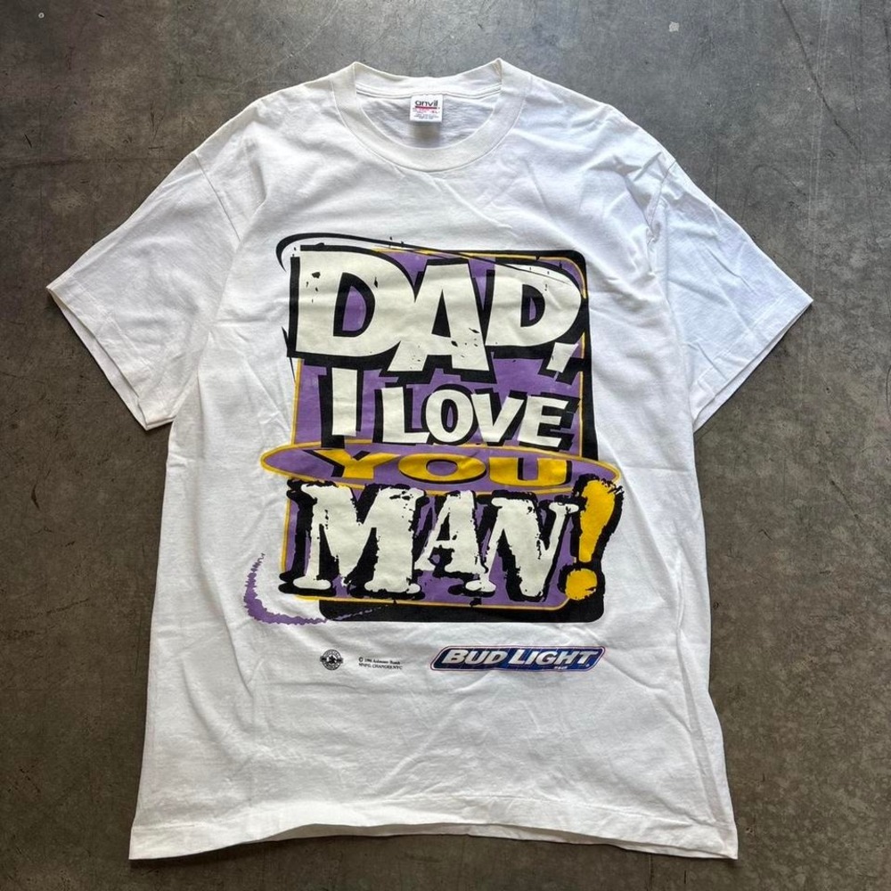 Vintage 90's Bud Light Dad I love you Man T Shirt Size XL Single Stitch